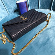 Ysl Monogram Chain Wallet Grained Leather Gold-tone Metal Black 377828 22.5x14x4cm - 6