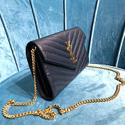 Ysl Monogram Chain Wallet Grained Leather Gold-tone Metal Black 377828 22.5x14x4cm - 5