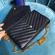 Ysl Monogram Chain Wallet Grained Leather Gold-tone Metal Black 377828 22.5x14x4cm - 4