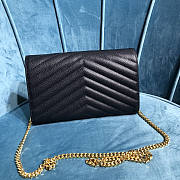 Ysl Monogram Chain Wallet Grained Leather Gold-tone Metal Black 377828 22.5x14x4cm - 3