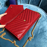 Ysl Monogram Chain Wallet Grained Leather Red 377828 22.5x14x4cm - 6