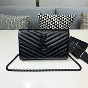 Ysl Monogram Chain Wallet Leather Black 377828 22.5x14x4cm - 1