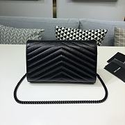Ysl Monogram Chain Wallet Leather Black 377828 22.5x14x4cm - 2