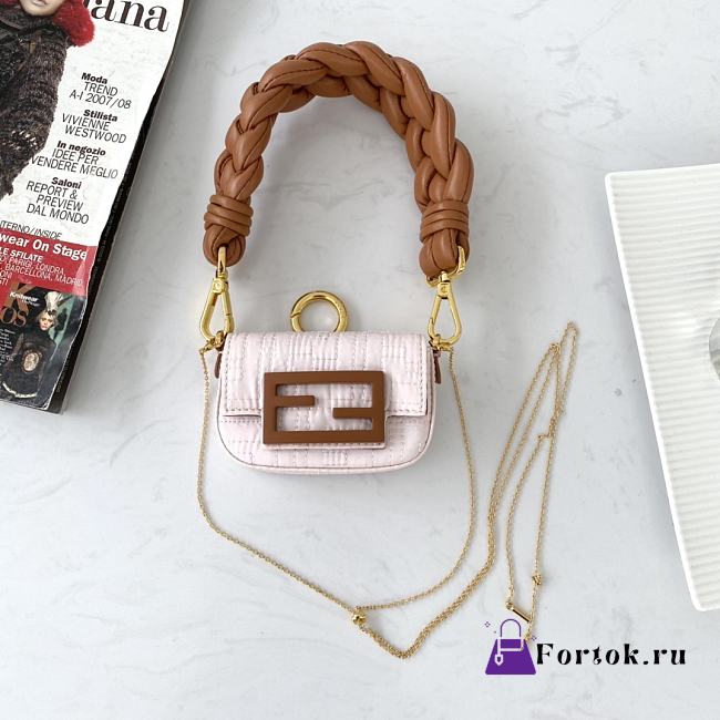 Fendi Nano Baguette Charm Pink 7AR844 11x6.5x2.5cm - 1