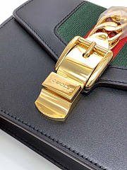Gucci Mini Sylvie Leather Chain Bag Black 431666 19x14x7.5cm - 3