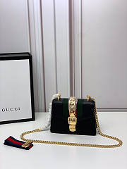 Gucci Mini Sylvie Leather Chain Bag Black 431666 19x14x7.5cm - 2