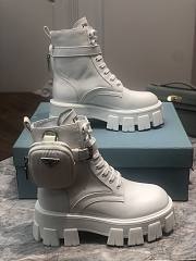 Prada Monolith Leather/Nylon Boots White 1T255M - 5