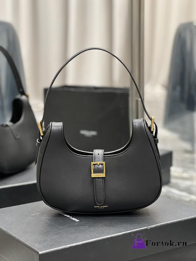 Ysl Le Fermoir Hobo Bag Leather Black 6726152 24.5×18×7cm - 1