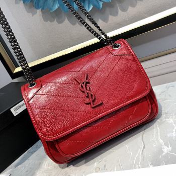 Ysl Baby Niki In Grained Leather Red 22x16.5x12cm