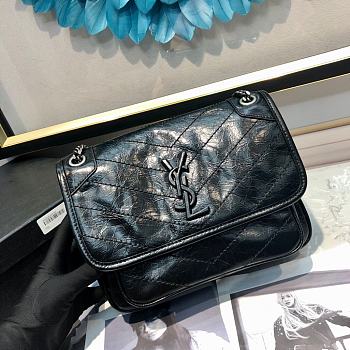 Ysl Baby Niki In Grained Leather Black 22x16.5x12cm