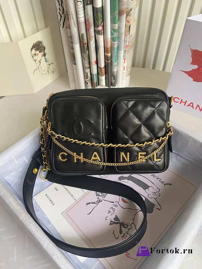 Chanel Camera Bag Black AS2923 20.5cm - 1