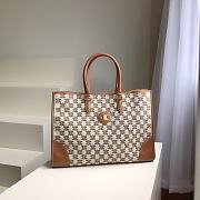 Celine Horizontal Cabas In Triomphe Embroidery Brown 43x31x15cm - 1