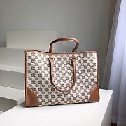 Celine Horizontal Cabas In Triomphe Embroidery Brown 43x31x15cm - 5