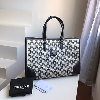 Celine Horizontal Cabas In Triomphe Embroidery Black 43x31x15cm