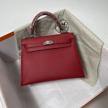 Hermes Kelly 25 Dark Red 25x10.5x18.5cm