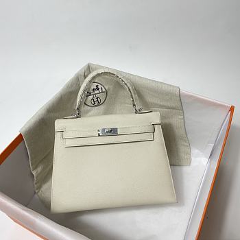 Hermes Kelly 25 White 25x10.5x18.5cm