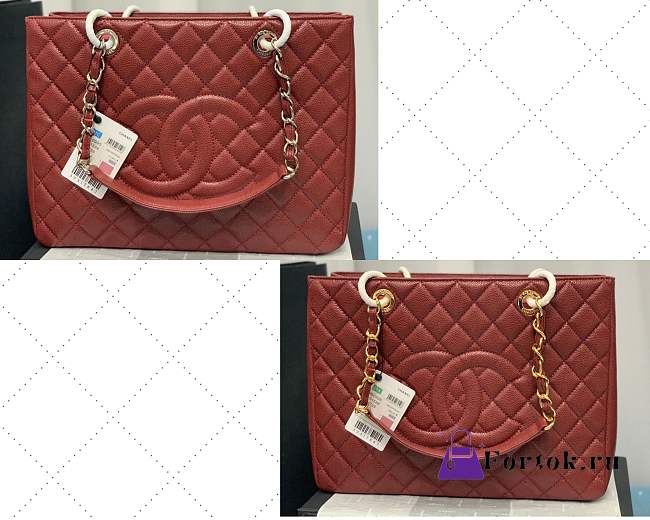 Chanel Shopping Bag In Grained Leather Burgundy A50995 24x33x13cm - 1