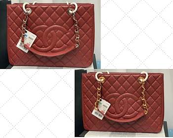 Chanel Shopping Bag In Grained Leather Burgundy A50995 24x33x13cm