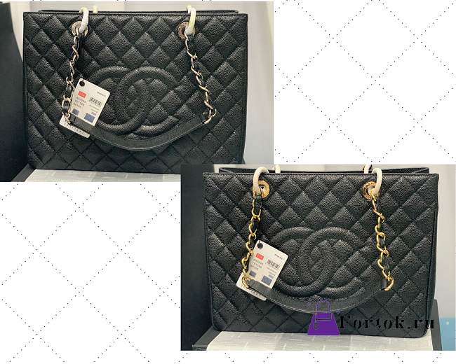 Chanel Shopping Bag In Grained Leather Black A50995 24x33x13cm - 1