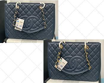 Chanel Shopping Bag In Grained Leather Navy A50995 24x33x13cm