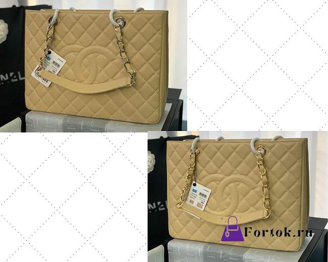 Chanel Shopping Bag In Grained Leather Beige A50995 24x33x13cm - 1