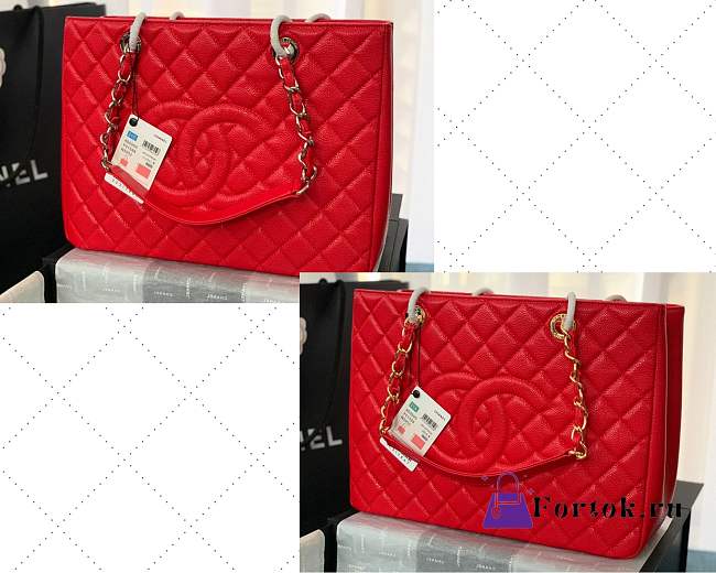Chanel Shopping Bag In Grained Leather Red A50995 24x33x13cm - 1