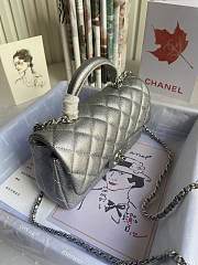 Chanel Mini Flap Bag With Top Handle Grained Calfskin Silver AS2431 20x14x7cm - 3