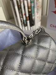 Chanel Mini Flap Bag With Top Handle Grained Calfskin Silver AS2431 20x14x7cm - 5