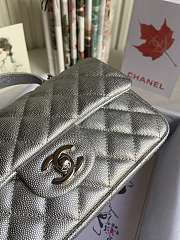 Chanel Mini Flap Bag With Top Handle Grained Calfskin Silver AS2431 20x14x7cm - 4