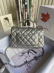 Chanel Mini Flap Bag With Top Handle Grained Calfskin Silver AS2431 20x14x7cm - 6