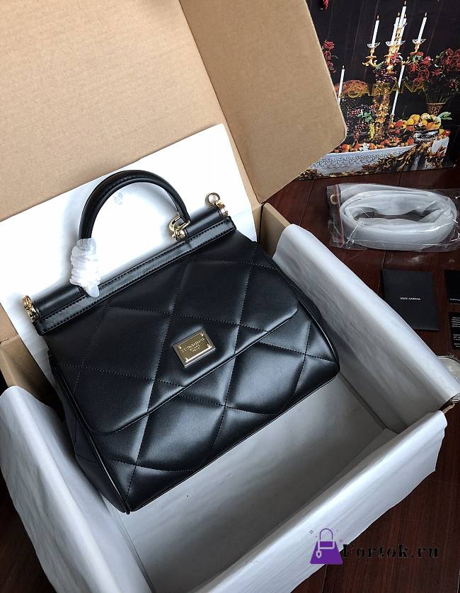 Dolce&Gabbana Medium Sicily Bag In Quilted Black 25cm - 1