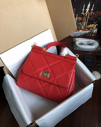 Dolce&Gabbana Medium Sicily Bag In Quilted Red 25cm