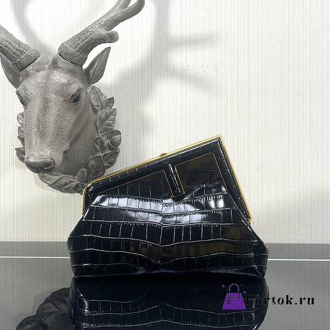 Fendi Small First Crocodile Leạther Black 26×9.5×18cm  - 1