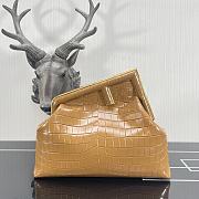 Fendi First Crocodile Leạther Brown 32.5x15x23.5cm - 1