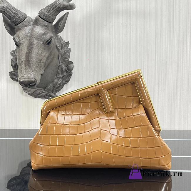 Fendi Small First Crocodile Leạther Brown 26×9.5×18cm - 1