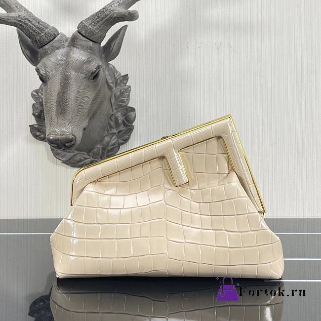 Fendi Small First Crocodile Leạther Cream 26×9.5×18cm  - 1