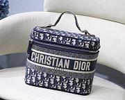 Dior Vanity Case Blue Dior Oblique Embroidery S5480 24x17x13.5cm - 1