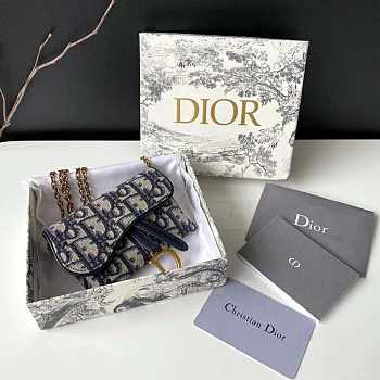 Dior Saddle Nano Pouch Blue Dior Oblique Jacquard S5654 12.5x8x3.5cm