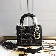 Dior Lady Mini Black Strass Cannage Satin M0500 - 1