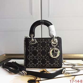 Dior Lady Mini Black Strass Cannage Satin M0500