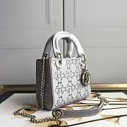 Dior Mini Lady Dior Bag Gray Strass Cannage Satin M0500  - 2