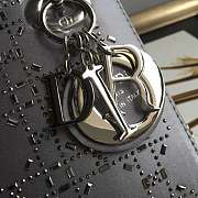 Dior Mini Lady Dior Bag Gray Strass Cannage Satin M0500  - 6