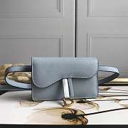 Dior Saddle Belt Pouch Graqined Calfskin Blue S5619 17x12x4cm - 1