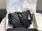 Chanel Small Gabrielle Chevron Hobo Bag Aged Calfskin Black Metal A91810 20x15x8cm - 1