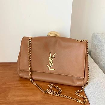 Ysl Medium Kate Leather/Velvet Brown 553804 28x5x20cm