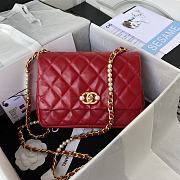 Chanel Small Flap Bag Calfskin Pearls Gold-Tone Metal Red AS3001 23x15.5x7.5cm  - 1