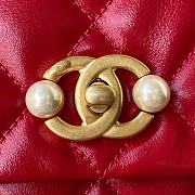 Chanel Small Flap Bag Calfskin Pearls Gold-Tone Metal Red AS3001 23x15.5x7.5cm  - 5
