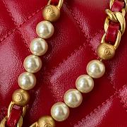Chanel Small Flap Bag Calfskin Pearls Gold-Tone Metal Red AS3001 23x15.5x7.5cm  - 6