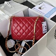 Chanel Small Flap Bag Calfskin Pearls Gold-Tone Metal Red AS3001 23x15.5x7.5cm  - 3