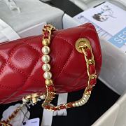 Chanel Small Flap Bag Calfskin Pearls Gold-Tone Metal Red AS3001 23x15.5x7.5cm  - 2